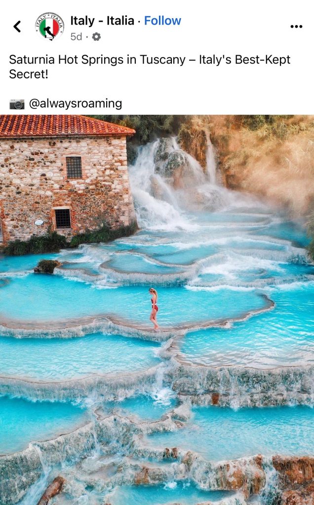 Saturnia Hot Springs from Italy instagram