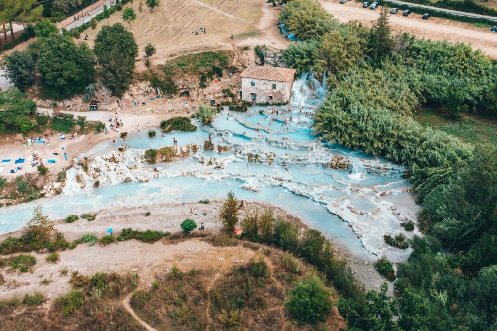 Aerial shot of Saturnia Hot Springs