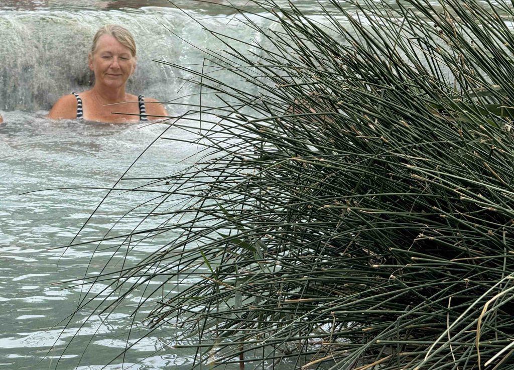 Mary soaking in the Saturnia Hot Springs