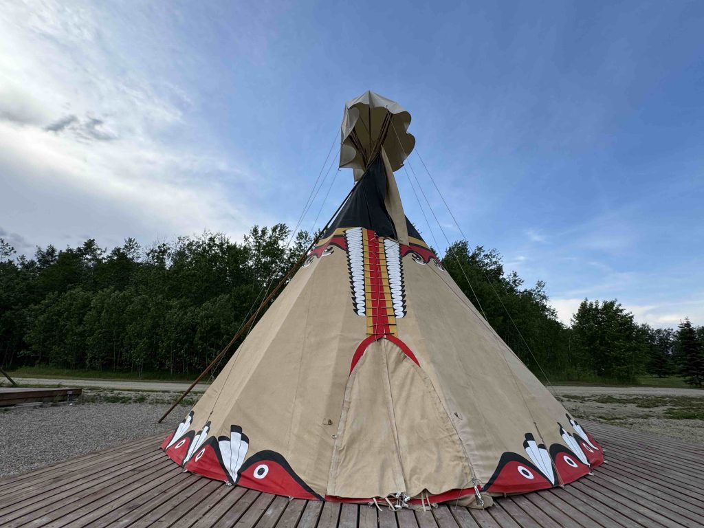Teepee close up during Indigenous tourism Saskatchewan