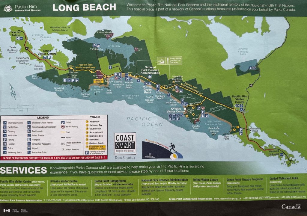 Surfing Tofino beaches map