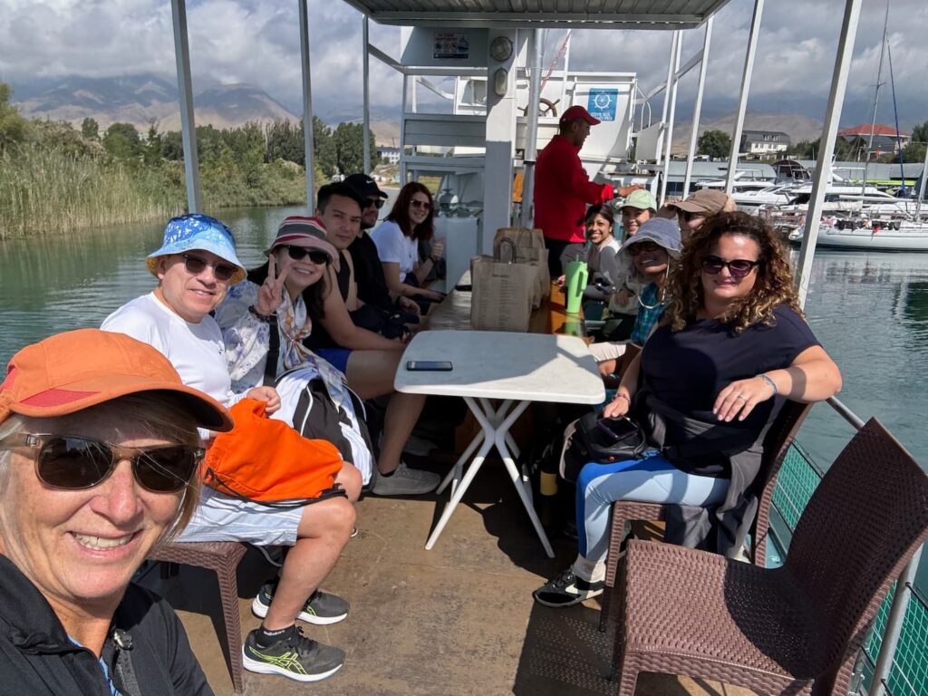 Intrepid group, boat on Issyk Kul Lake